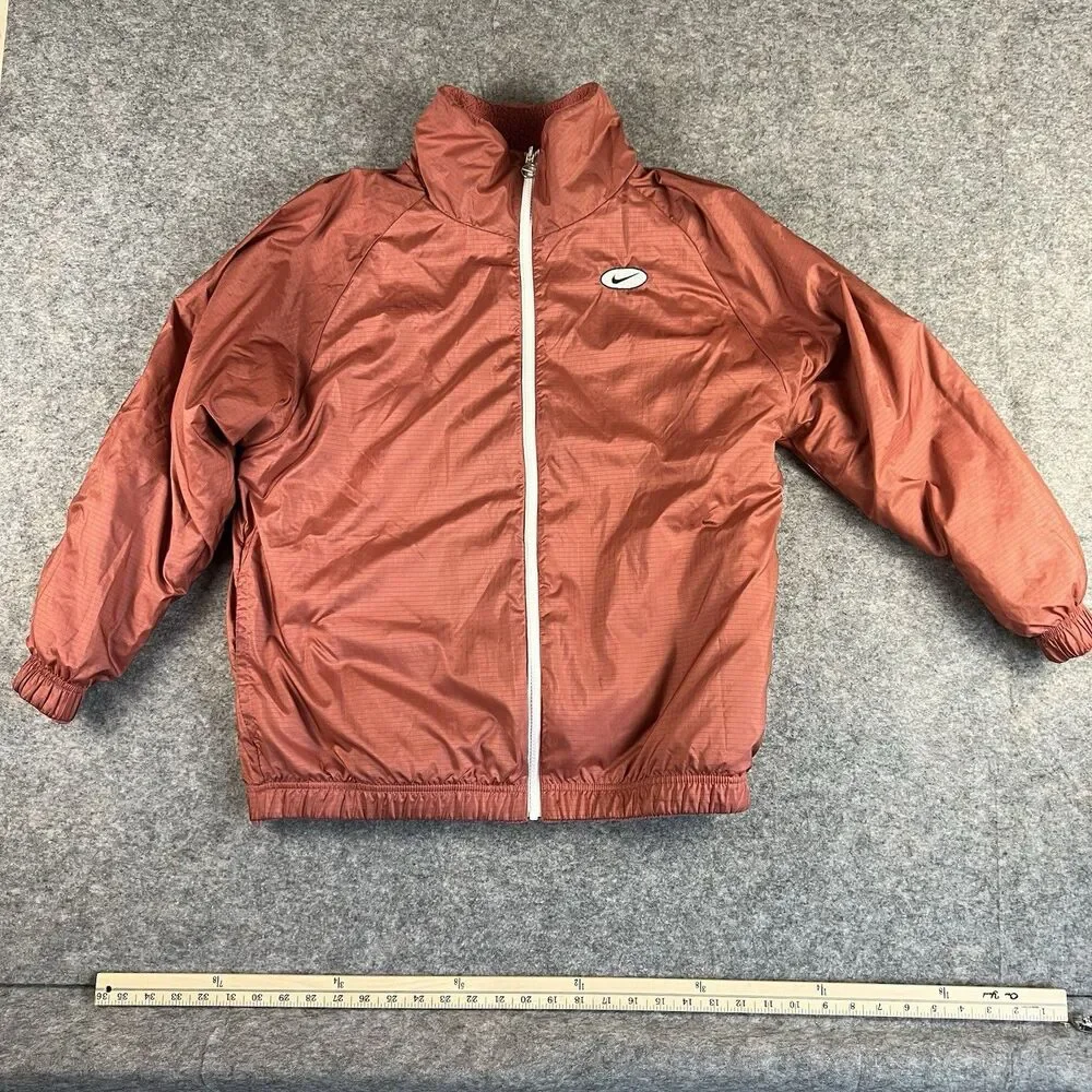 Nike Reversible Big Swoosh Sherpa Jacket‎ Women’s Pink/Redwood - Picture 5 of 6